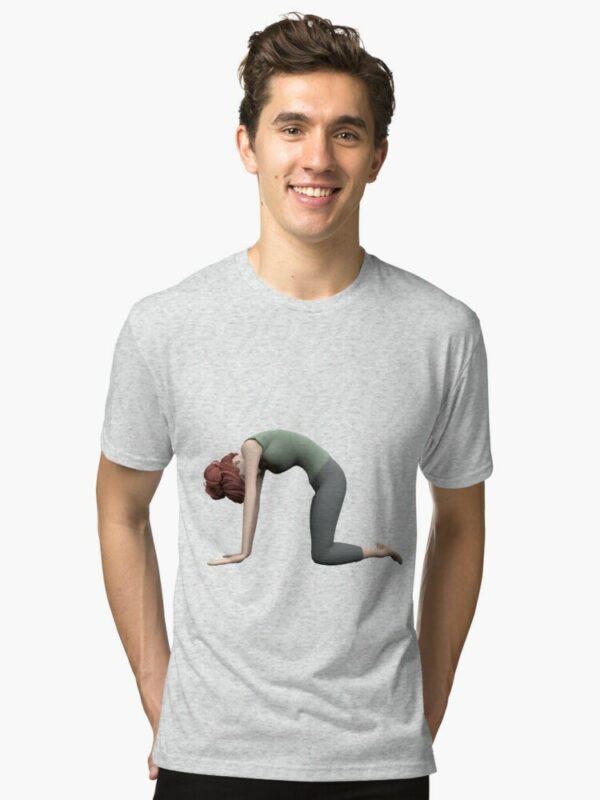 t-shirt yoga posture du chat homme